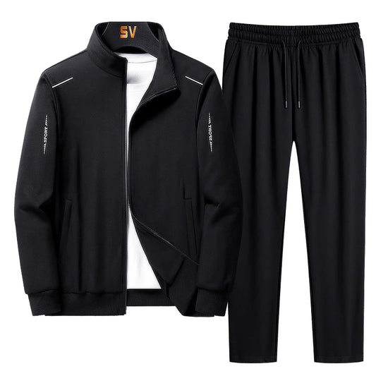 2024 Spring Autumn Sweatshirt SweatPants Trousers For Men Set Two Piece Black Tracksuit Hip Hop Streetwear Running Sport Clothes
