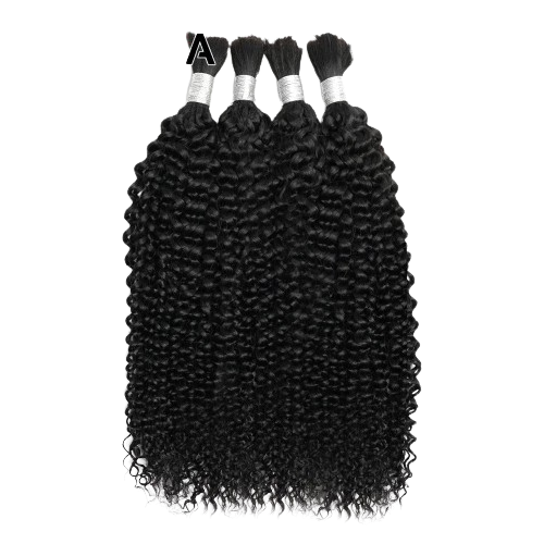 Bulk Human Hair For Braiding Jerry Curly Remy Indian Hair 10-28 Inches No Wefts Natural Color Hair Extension For Women 100g/pcs